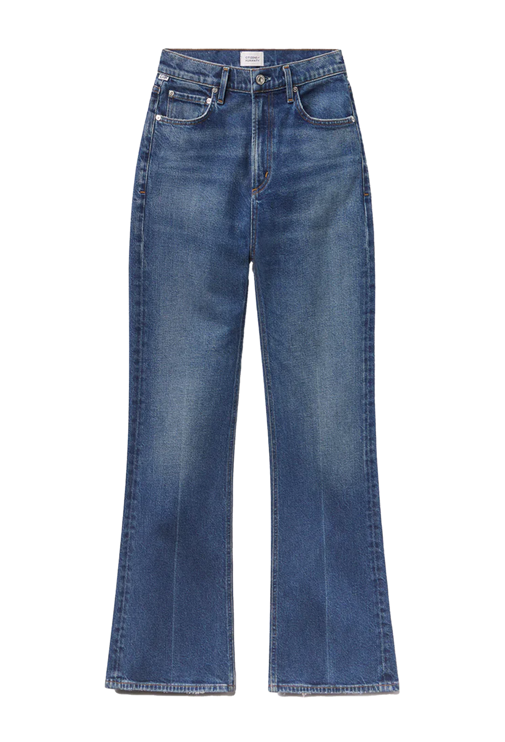 Blue jeans on a white background