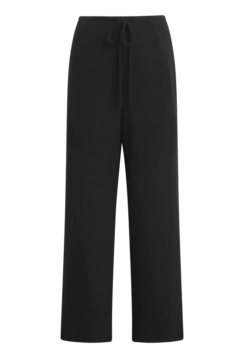 Black drawstring pants against transparent background. 
