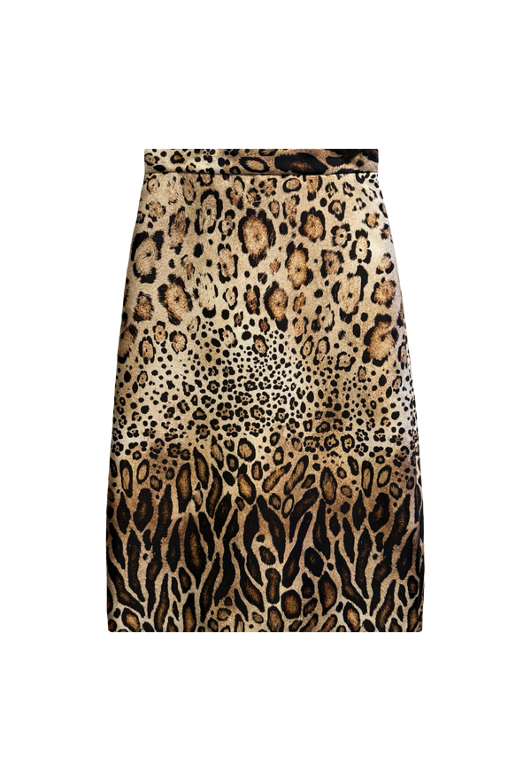a leopard print midi skirt. transparent background