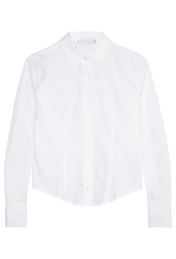 a white button up long sleeve shirt. transparent background