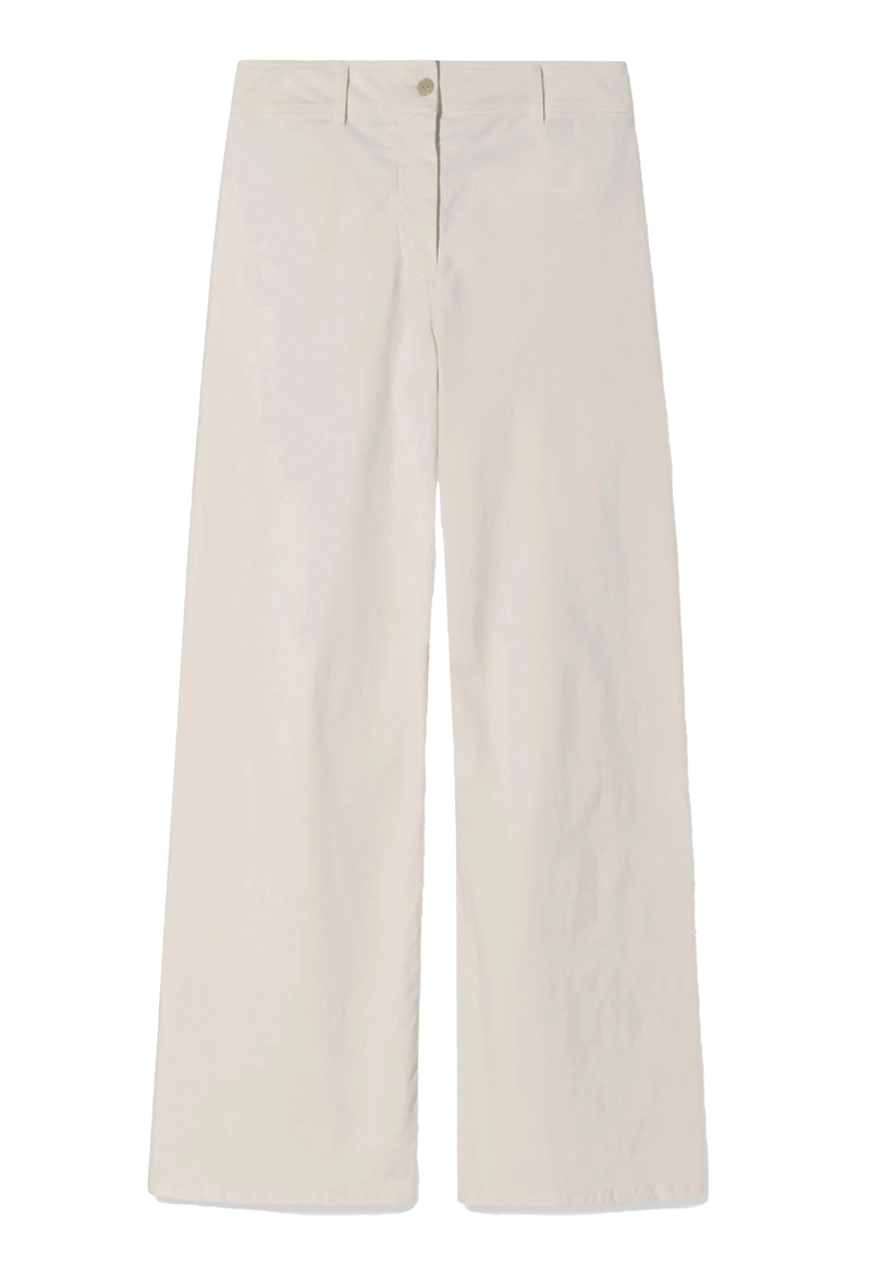 White wide-leg pants on a white background