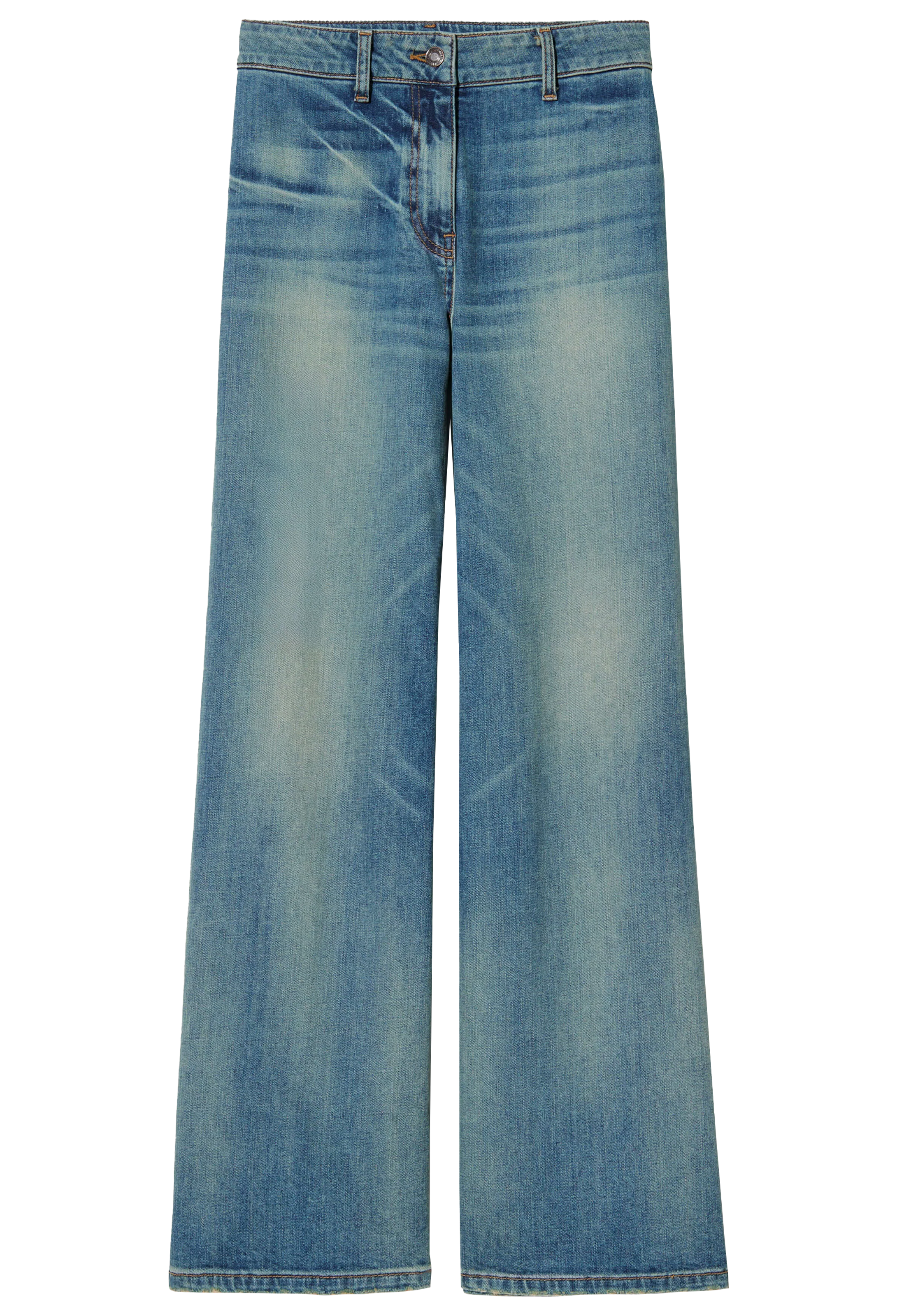 medium wash blue jeans. transparent background