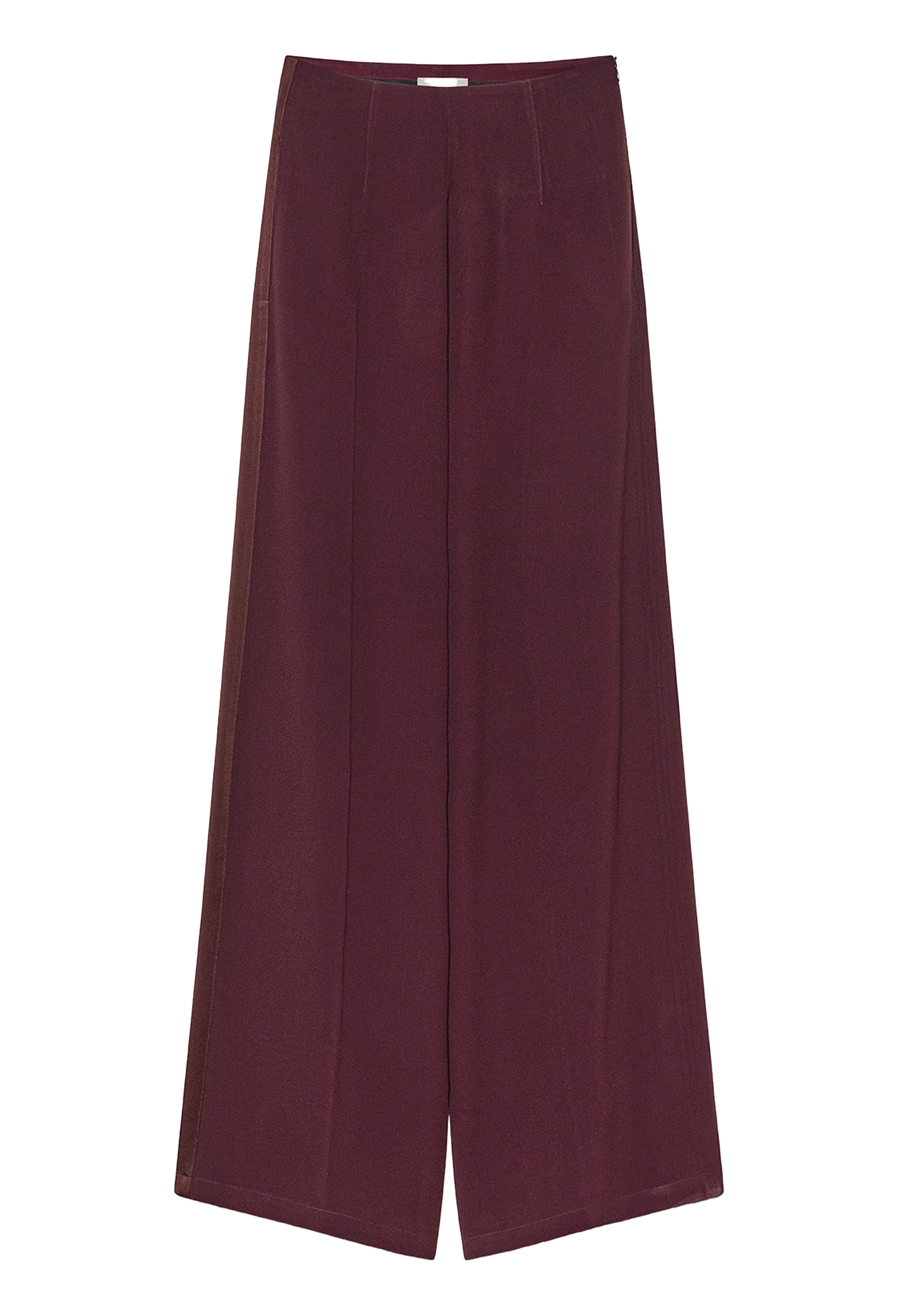 Maroon wide-leg pants on a white background