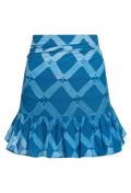 Blue patterned skirt on a white background