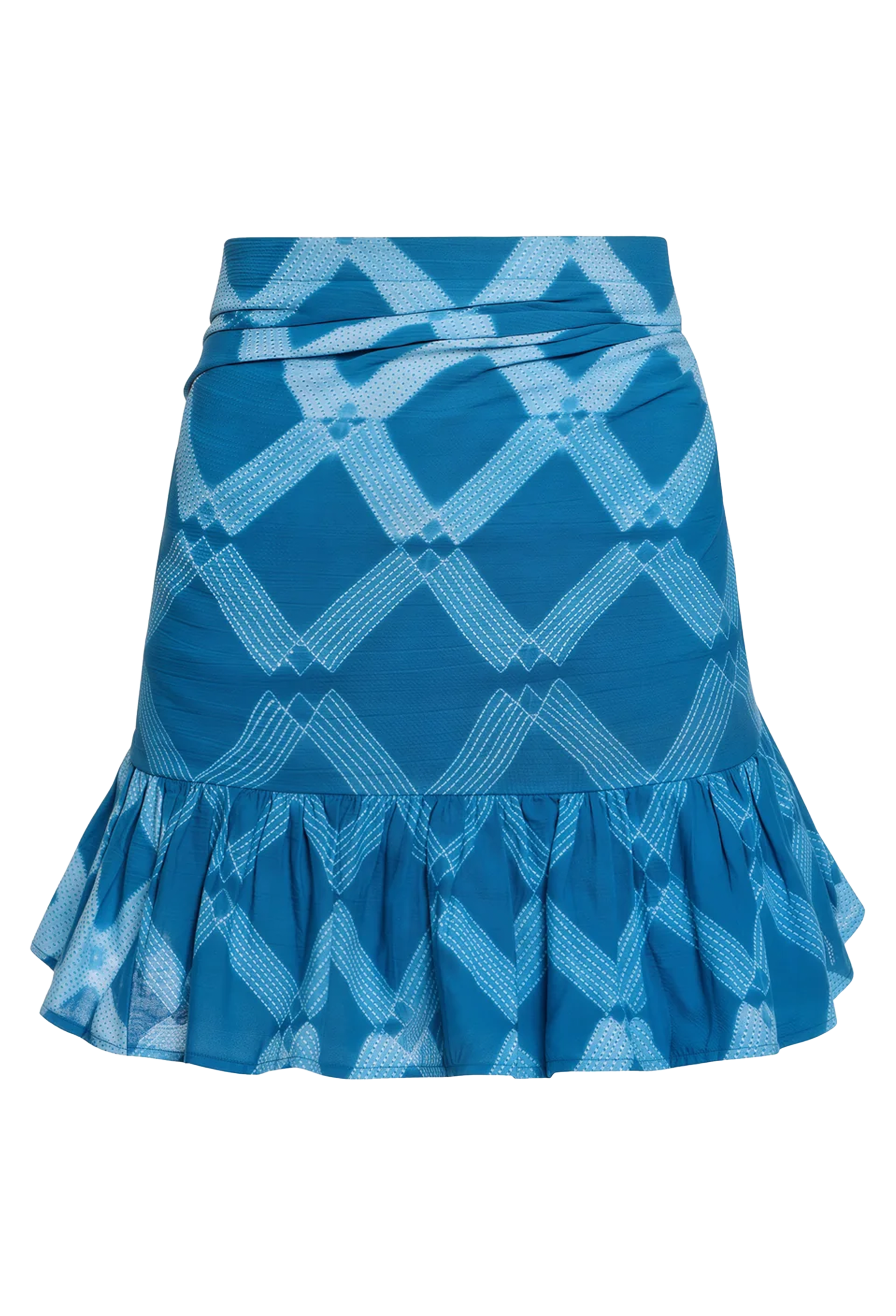 Blue patterned skirt on a white background