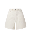 THIS PHOTO FEATURED AN OFF-WHITE 6-INCH JEAN SHORT AS A FLATLAY ON A TRANSPARENT BACKGROUND