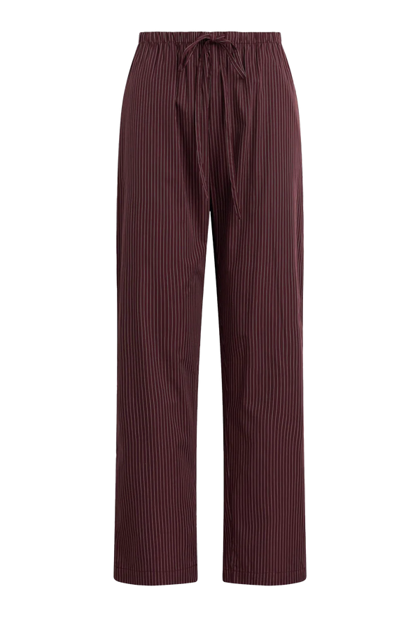 Maroon striped pants on a white background