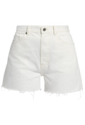 White denim shorts on a white background