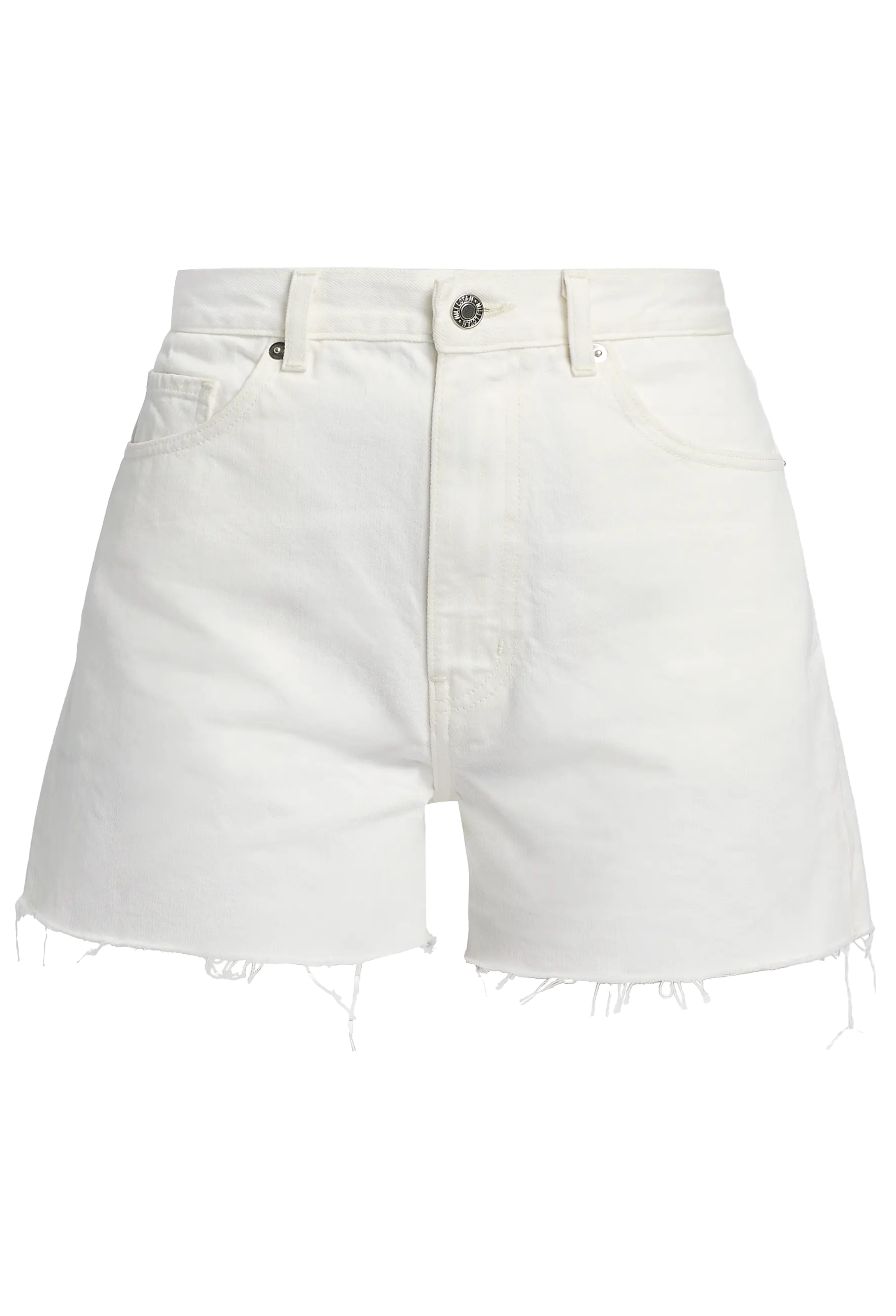 White denim shorts on a white background