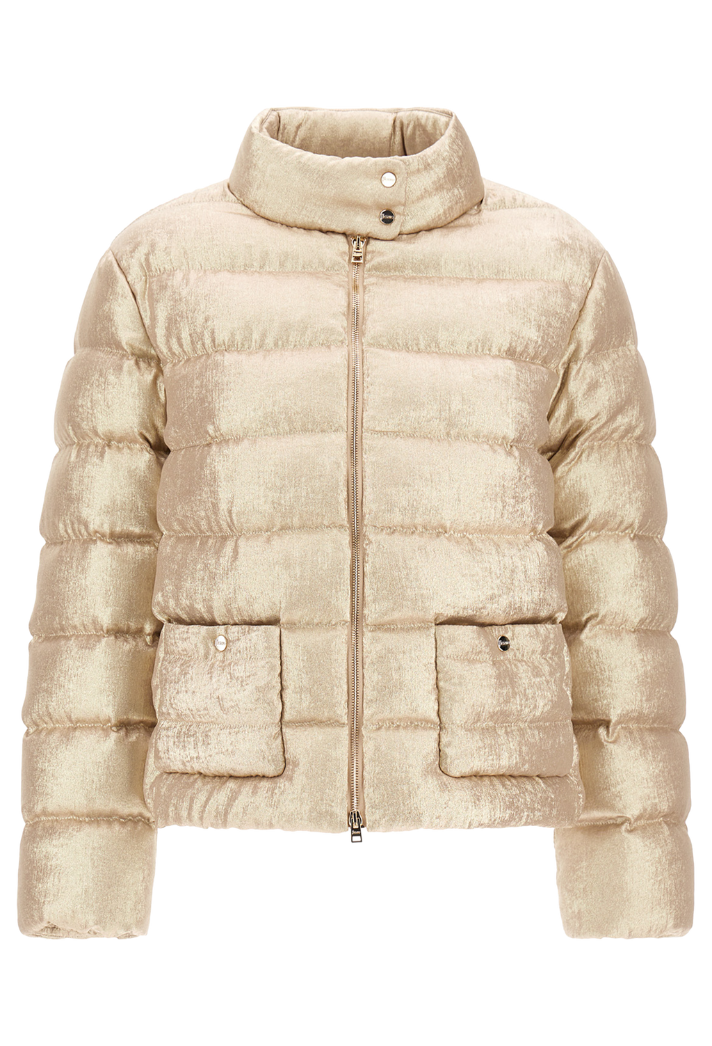 Beige puffer jacket on a white background