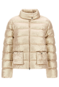 Beige puffer jacket on a white background