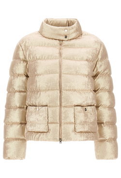Beige puffer jacket on a white background