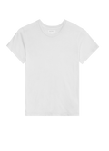 FLATLAY OF A WHITE CREWNECK T-SHIRT ON A TRANSPARENT BACKGROUND