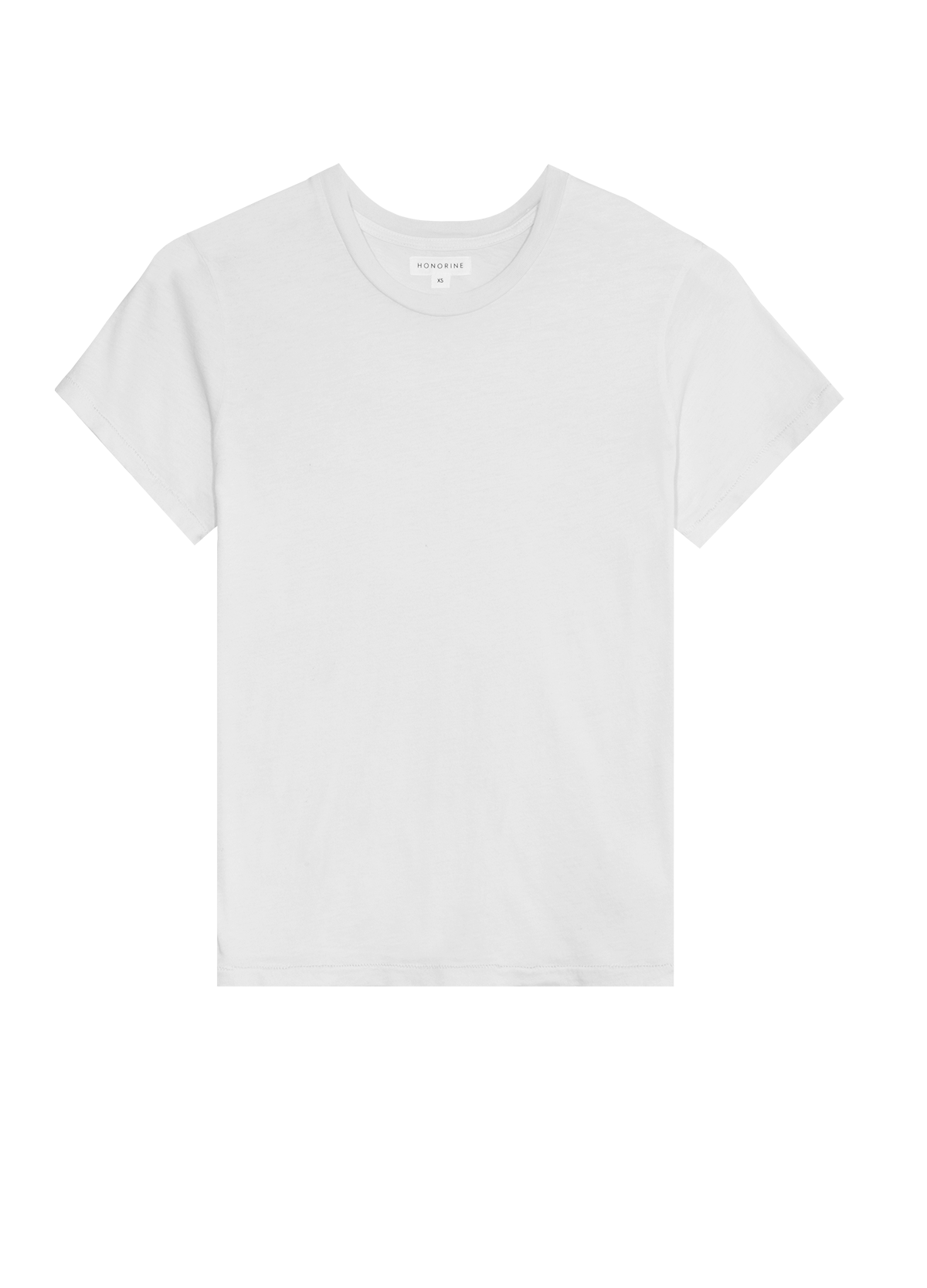 FLATLAY OF A WHITE CREWNECK T-SHIRT ON A TRANSPARENT BACKGROUND